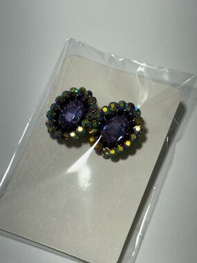 Purple Crystal Cluster Stud Earrings - Brand